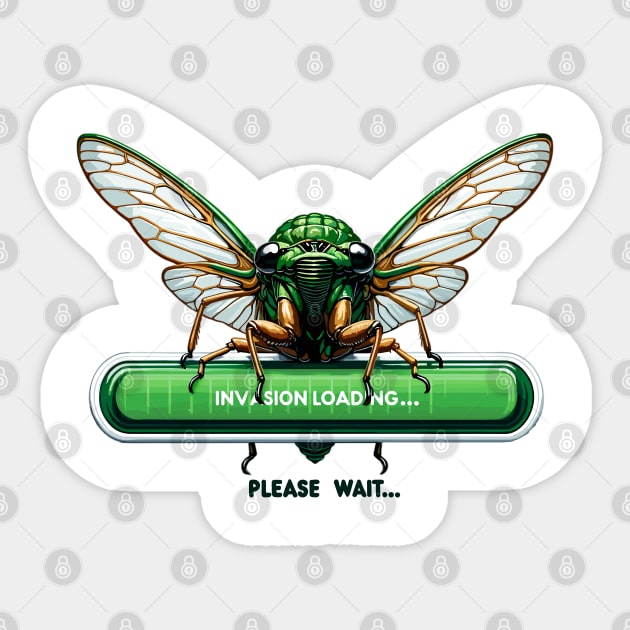 Cicada Invasion Loading Funny Cicada Summer Sticker by creative